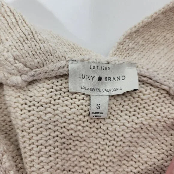 Lucky Brand Women's Cream Colored Cotton/Linen Blend Boho Crop Cardigan Size S - Picture 11 of 12